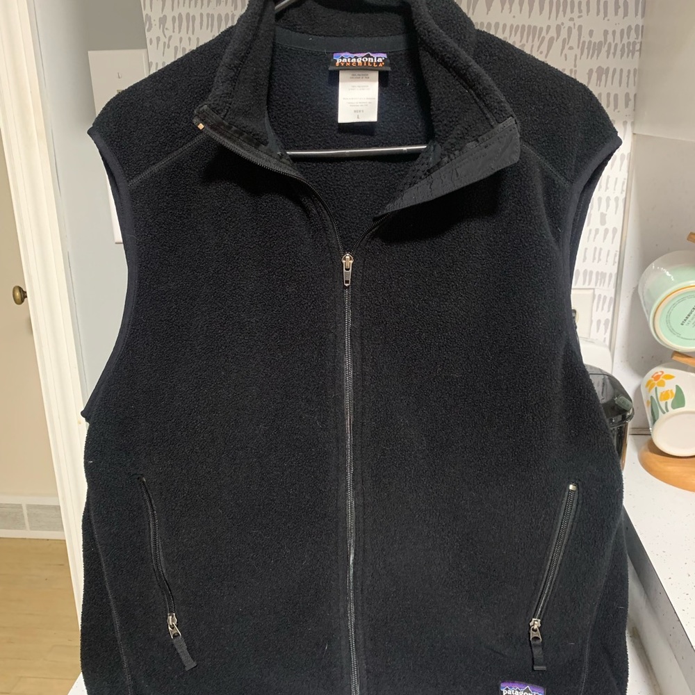Patagonia Men's Classic Synchilla Navy Blue Fleece Vest Full Zip Pockets Large